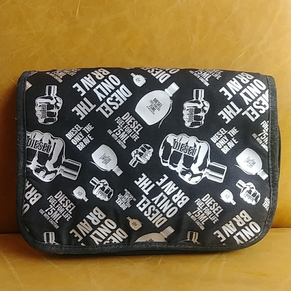 Diesel Only the brave metallic toiletry travel bag shaving Kit & essentials